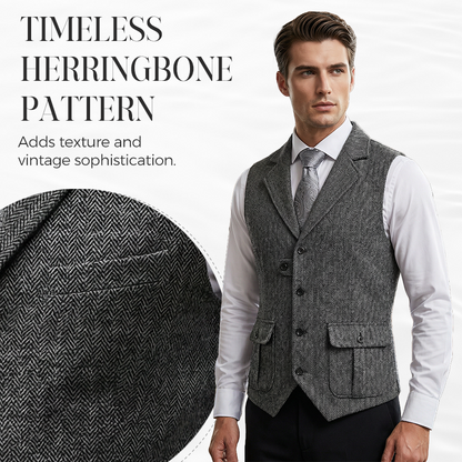 👔Spring Sale 40% Off!⌚Men's Classic Herringbone Tweed Suit Vest