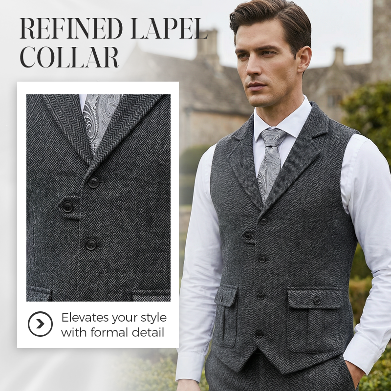 👔Spring Sale 40% Off!⌚Men's Classic Herringbone Tweed Suit Vest