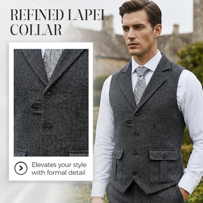 👔Spring Sale 40% Off!⌚Men's Classic Herringbone Tweed Suit Vest