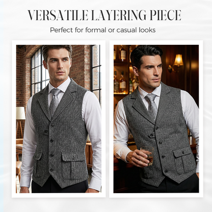 👔Spring Sale 40% Off!⌚Men's Classic Herringbone Tweed Suit Vest