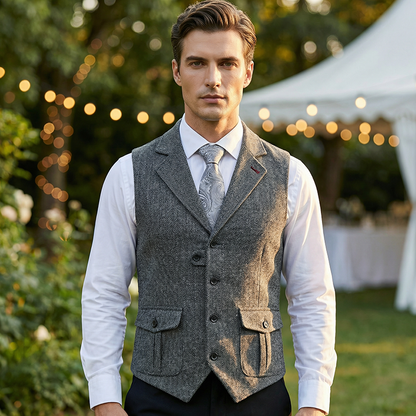 👔Spring Sale 40% Off!⌚Men's Classic Herringbone Tweed Suit Vest