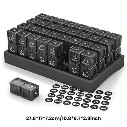 🥳2026 HOT SALE🥳💞50K+ SOLD!🌍✈️ 49% OFF! 4-Week Medication Travel Case – 31-day compartments, easy-open design. Ideal for seniors, vacations & weekly planning. 📅🔒