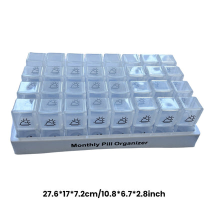 🥳2026 HOT SALE🥳💞50K+ SOLD!🌍✈️ 49% OFF! 4-Week Medication Travel Case – 31-day compartments, easy-open design. Ideal for seniors, vacations & weekly planning. 📅🔒