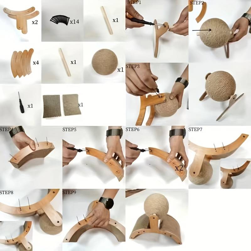 💖49% OFF!🐱Natural Sisal Cat Scratching Ball With Cardboard Pad✨