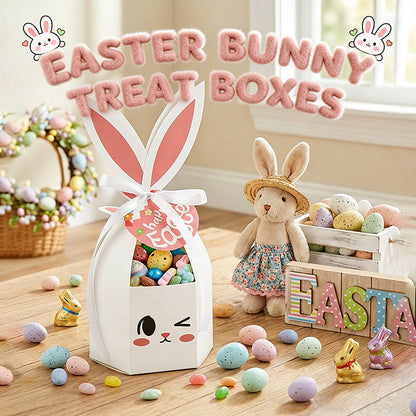🥳2026 HOT SALE🥳💞60% OFF!✨ 💝10PCS Easter Bunny Treat Boxes with Ribbons & Tags