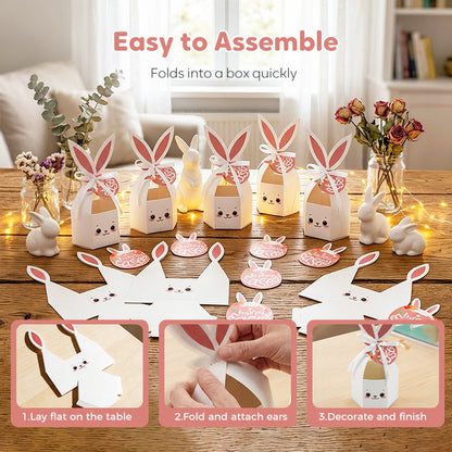 🥳2026 HOT SALE🥳💞60% OFF!✨ 💝10PCS Easter Bunny Treat Boxes with Ribbons & Tags