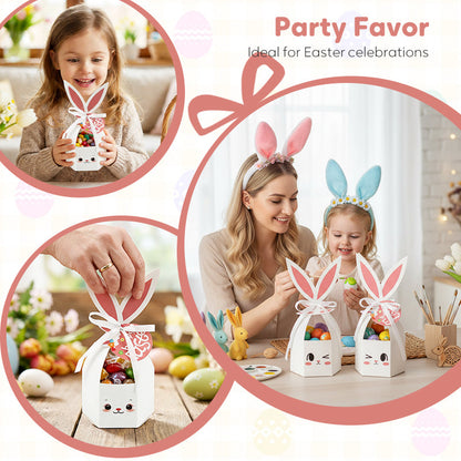 🥳2026 HOT SALE🥳💞60% OFF!✨ 💝10PCS Easter Bunny Treat Boxes with Ribbons & Tags
