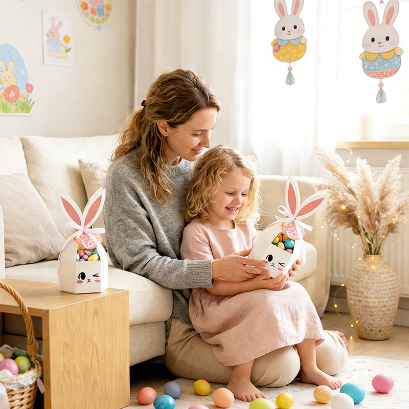 🥳2026 HOT SALE🥳💞60% OFF!✨ 💝10PCS Easter Bunny Treat Boxes with Ribbons & Tags