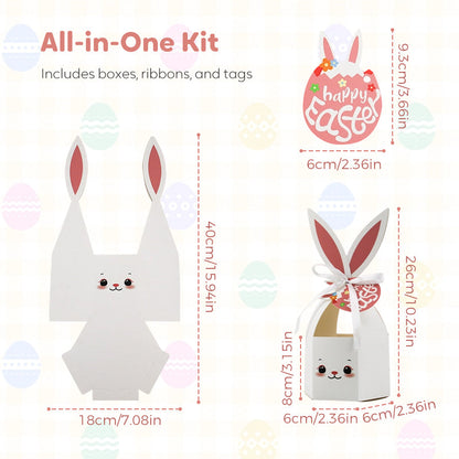🥳2026 HOT SALE🥳💞60% OFF!✨ 💝10PCS Easter Bunny Treat Boxes with Ribbons & Tags