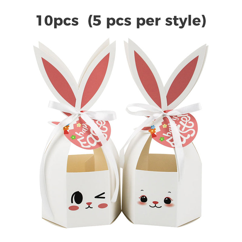 🥳2026 HOT SALE🥳💞60% OFF!✨ 💝10PCS Easter Bunny Treat Boxes with Ribbons & Tags