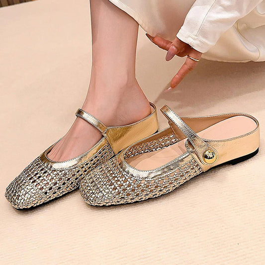 📢📢49% OFF !!!⏰Women's Woven Square-Toe Mary Jane Mules
