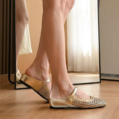 📢📢49% OFF !!!⏰Women's Woven Square-Toe Mary Jane Mules