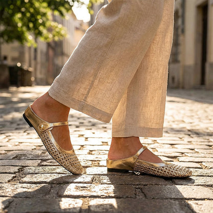 📢📢49% OFF !!!⏰Women's Woven Square-Toe Mary Jane Mules