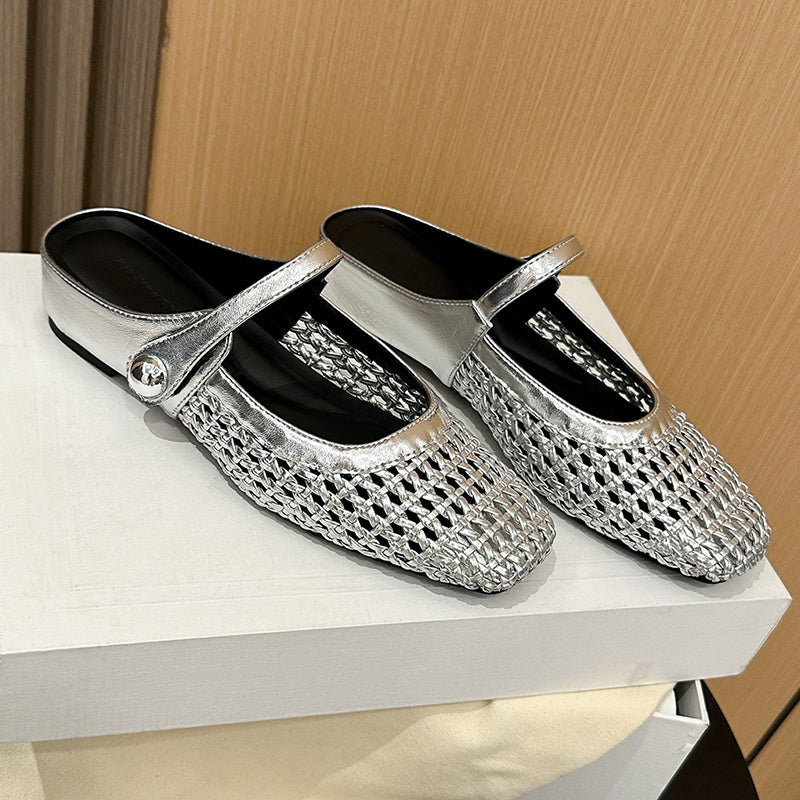 📢📢49% OFF !!!⏰Women's Woven Square-Toe Mary Jane Mules
