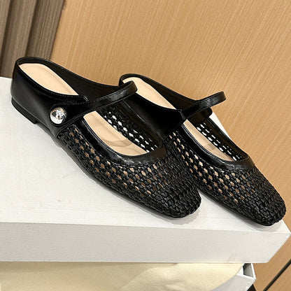 📢📢49% OFF !!!⏰Women's Woven Square-Toe Mary Jane Mules