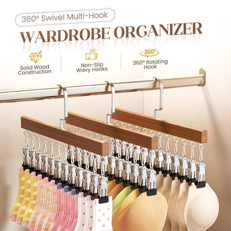 🔥40% OFF!👕360° Swivel Multi-Hook Wardrobe Organizer