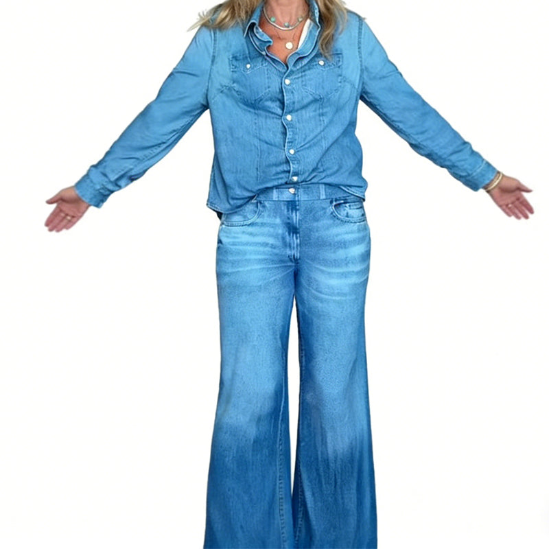 🔥40% OFF 📢Women’s Faux Denim Pajama 2-Piece Set