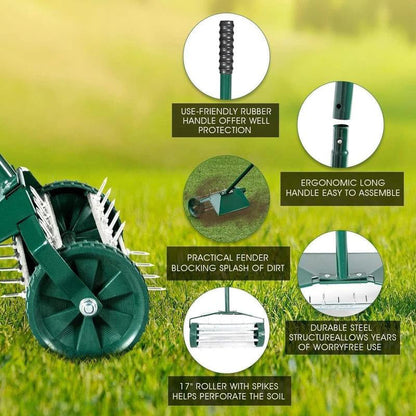 ⏳Limited-time 49% off⏰Rolling Lawn Aerator with Handle🏡🌱