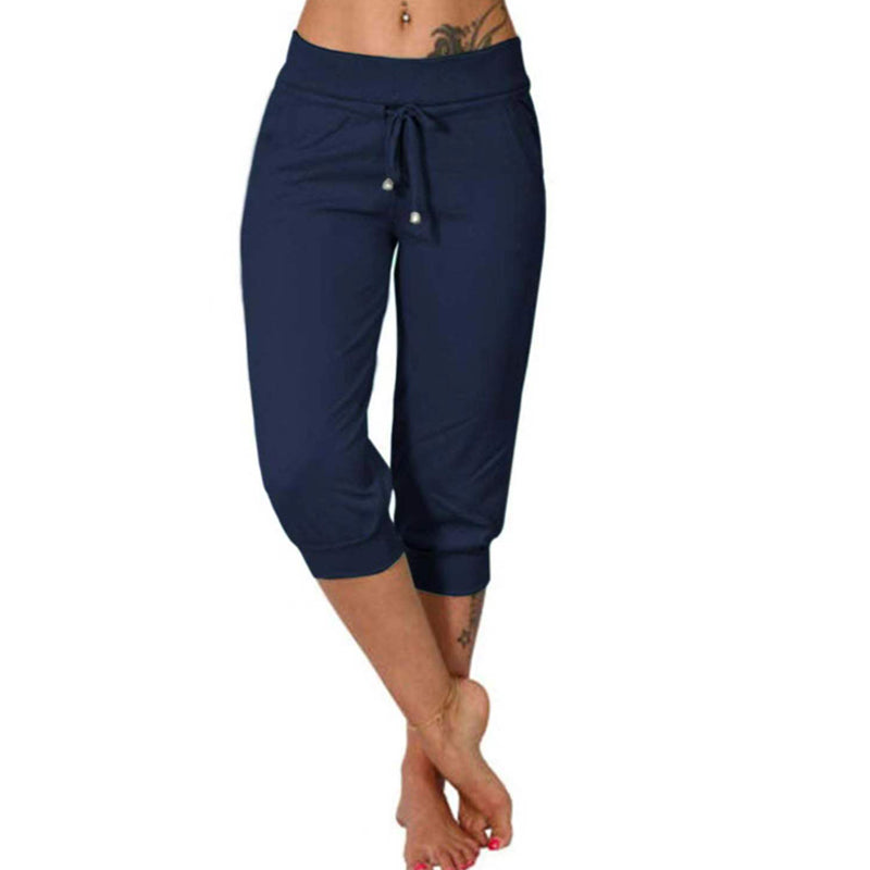 ⚡49% OFF⚡Drawstring Waist Cropped Sweatpants – Soft Polyester, Capri-Length & Side Pockets