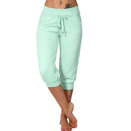 ⚡49% OFF⚡Drawstring Waist Cropped Sweatpants – Soft Polyester, Capri-Length & Side Pockets