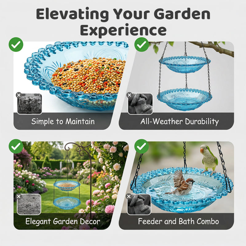 🥳2026 HOT SALE🥳💞50K+ SOLD!🐦🌧️ 49% OFF! Vintage-Style Bird Feeder with Bath – Hangs anywhere, easy to fill. Attracts robins & blue tits. Perfect for nature lovers. 🏡✨