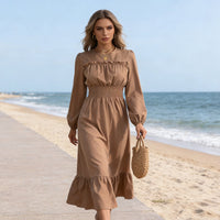👗New arrival 49% OFF!🥰Women's Long-Sleeve Smocked Ruffle Maxi Dress