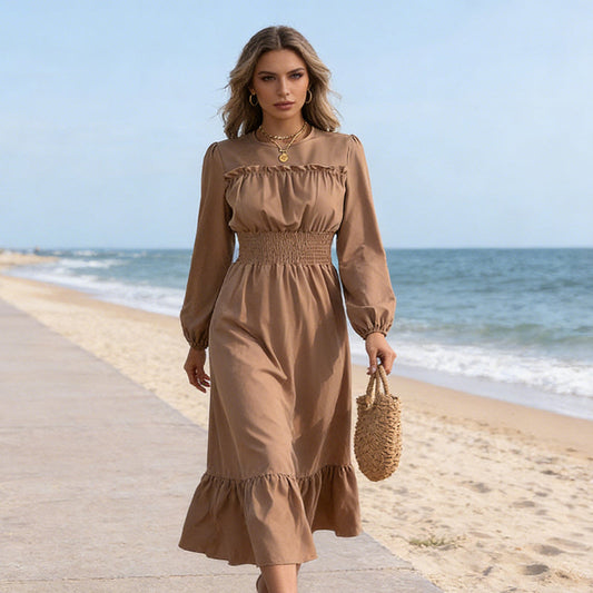👗New arrival 49% OFF!🥰Women's Long-Sleeve Smocked Ruffle Maxi Dress