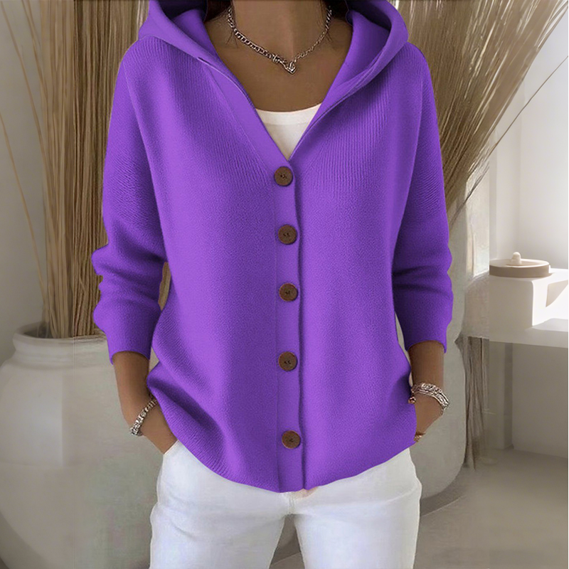 💎 40% OFF! 💎 Women's Hooded Button-Up Knit Cardigan – Relaxed Fit, Soft Polyester & 10 Stylish Colors 🧥🌈