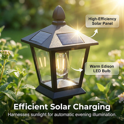 🔥HOT SALE🔥Outdoor Solar Garden Light with Planter Base – Vintage Warm Glow, All-Weather Iron Design & Dual Function 🌸🌙