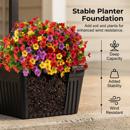 🔥HOT SALE🔥Outdoor Solar Garden Light with Planter Base – Vintage Warm Glow, All-Weather Iron Design & Dual Function 🌸🌙