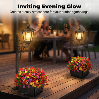 🔥HOT SALE🔥Outdoor Solar Garden Light with Planter Base – Vintage Warm Glow, All-Weather Iron Design & Dual Function 🌸🌙