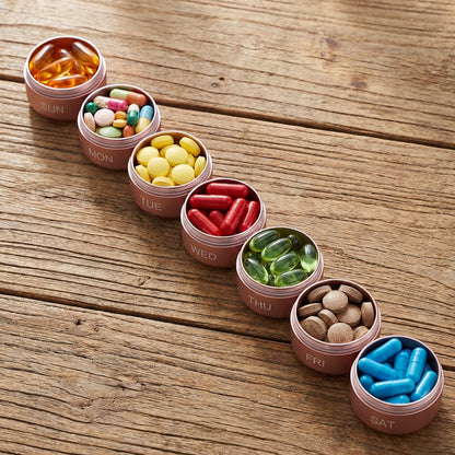 💊7-Day Waterproof Portable Aluminum Pill Organizer