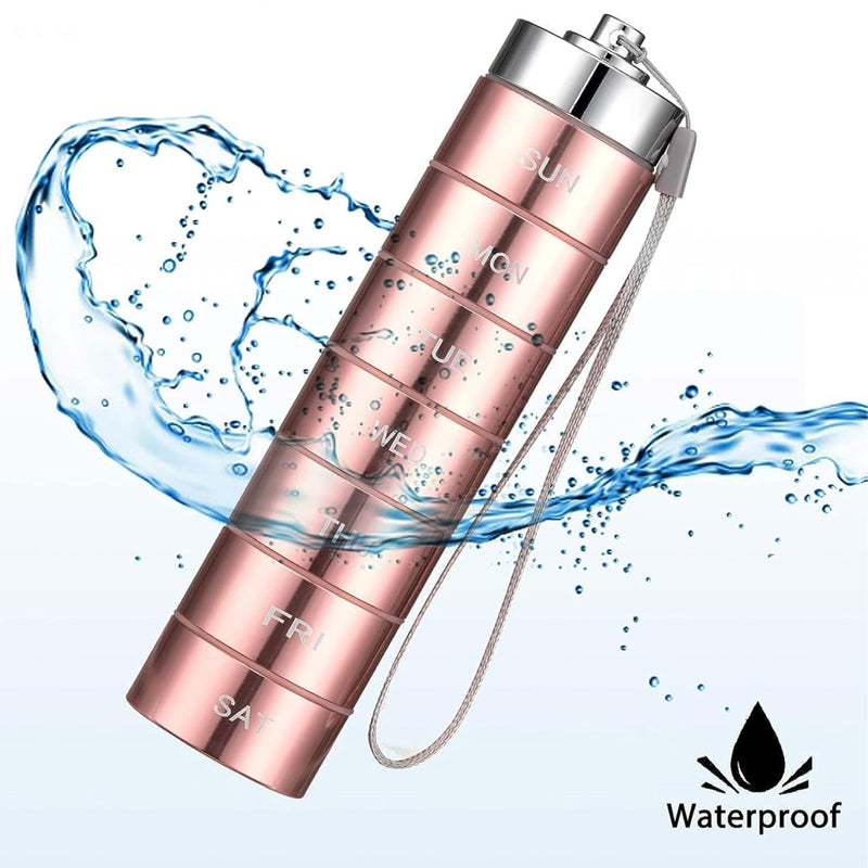 💊7-Day Waterproof Portable Aluminum Pill Organizer