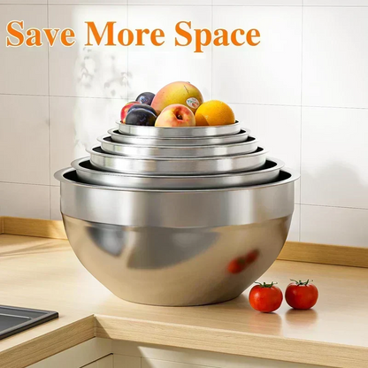 🎉 2026 Sale — Over 31,200 Sold! 🥣 304 Stainless Steel Mixing Bowl Set with Airtight Lids & Grater Attachments 🔪✨