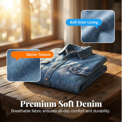 ✨ 49% OFF NOW! 🧥 Women's Casual Long Sleeve Denim Shirt Jacket – Oversized Fit & Chest Pockets