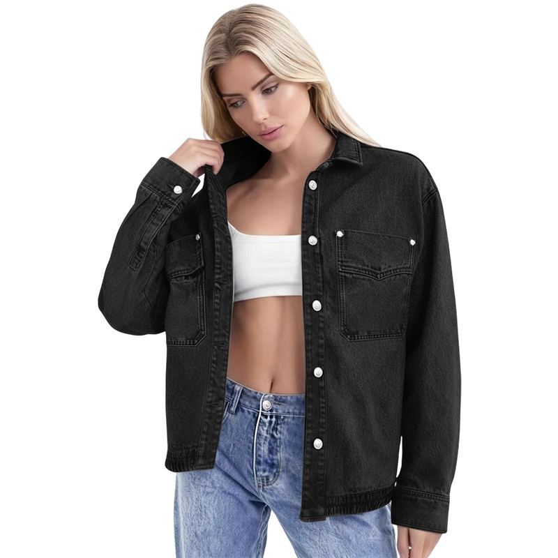 ✨ 49% OFF NOW! 🧥 Women's Casual Long Sleeve Denim Shirt Jacket – Oversized Fit & Chest Pockets