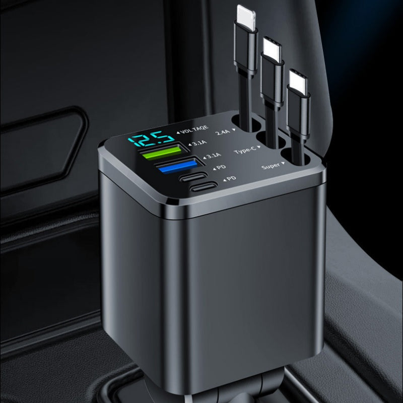 🔥49% off🚗🔌7-in-1 Retractable Fast Car Charger with Voltage Display🔋