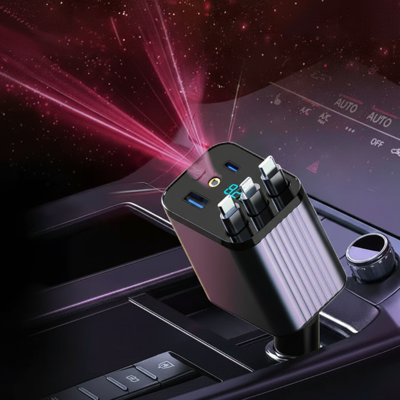 🔥49% off🚗🔌7-in-1 Retractable Fast Car Charger with Voltage Display🔋