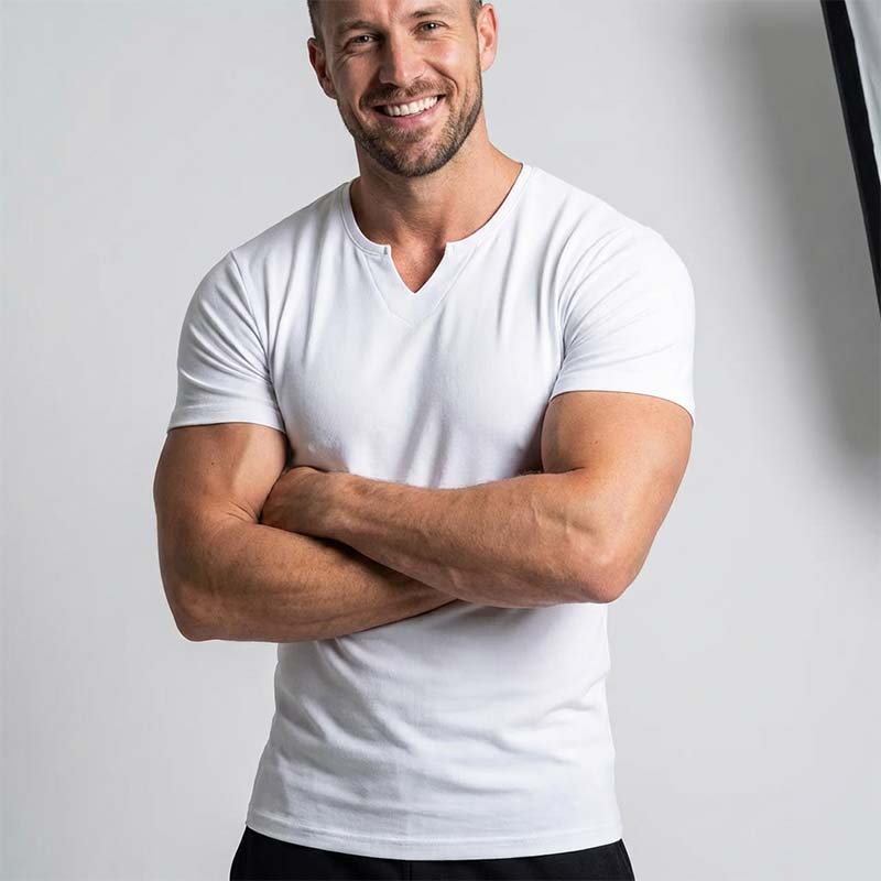 👕 LIMITED-TIME 49% OFF! 💪 Men's Casual Solid Athletic V-Neck T-Shirt – Slim Fit, Premium Stretch, Modern Style ✨