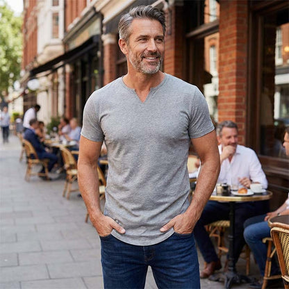 👕 LIMITED-TIME 49% OFF! 💪 Men's Casual Solid Athletic V-Neck T-Shirt – Slim Fit, Premium Stretch, Modern Style ✨