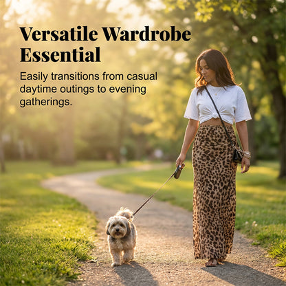 🔥New Arrivals🔥Flowy Leopard Print Long Skirt – Effortless Style All Day