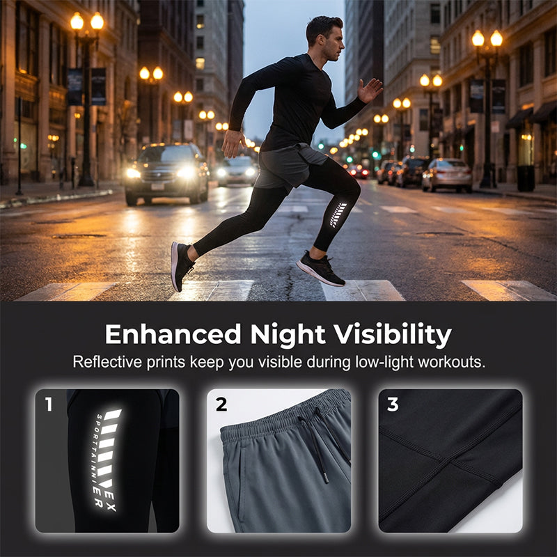 🏃 Move Without Limits 🔥Men's 2-in-1 Running Tights with Shorts