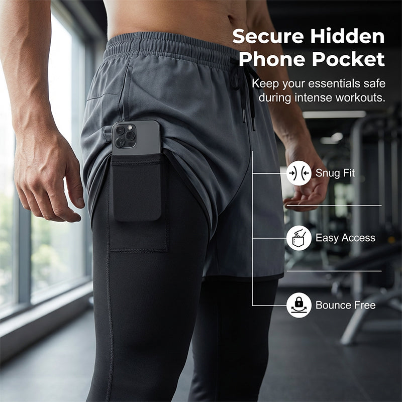 🏃 Move Without Limits 🔥Men's 2-in-1 Running Tights with Shorts