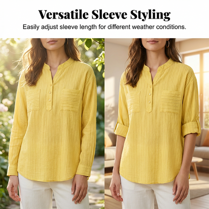 🎁New arrival 49% OFF💥Women's Plus Size Henley V Neck Shirt– Flattering, Soft & Stylish! ✨