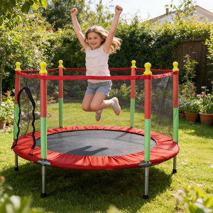 🔥49% OFF & Free Shipping 🔥4.6ft Kids' Trampoline with Safety Enclosure Net