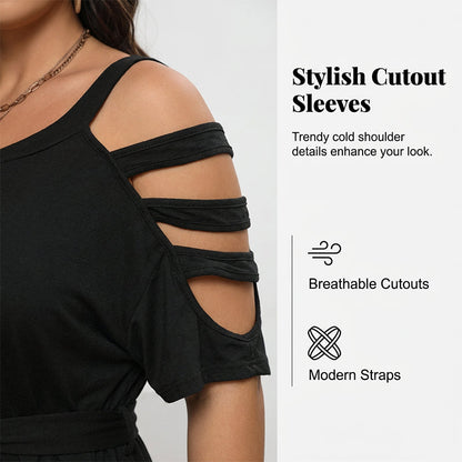 🎁New arrival 49% OFF💥Women's Casual Cold-Shoulder Romper with Tie-Waist