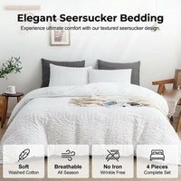 🔥49％ OFF & Free Shipping🔥Luxury Seersucker Textured Bedding 4-Piece Set – Cool, Stylish & All Season!