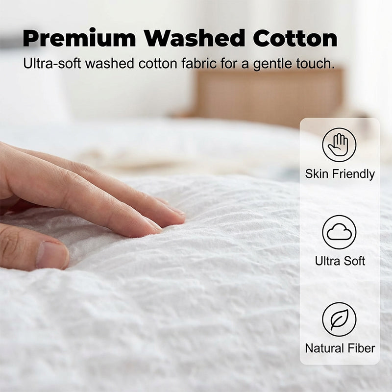 🔥49％ OFF & Free Shipping🔥Luxury Seersucker Textured Bedding 4-Piece Set – Cool, Stylish & All Season!