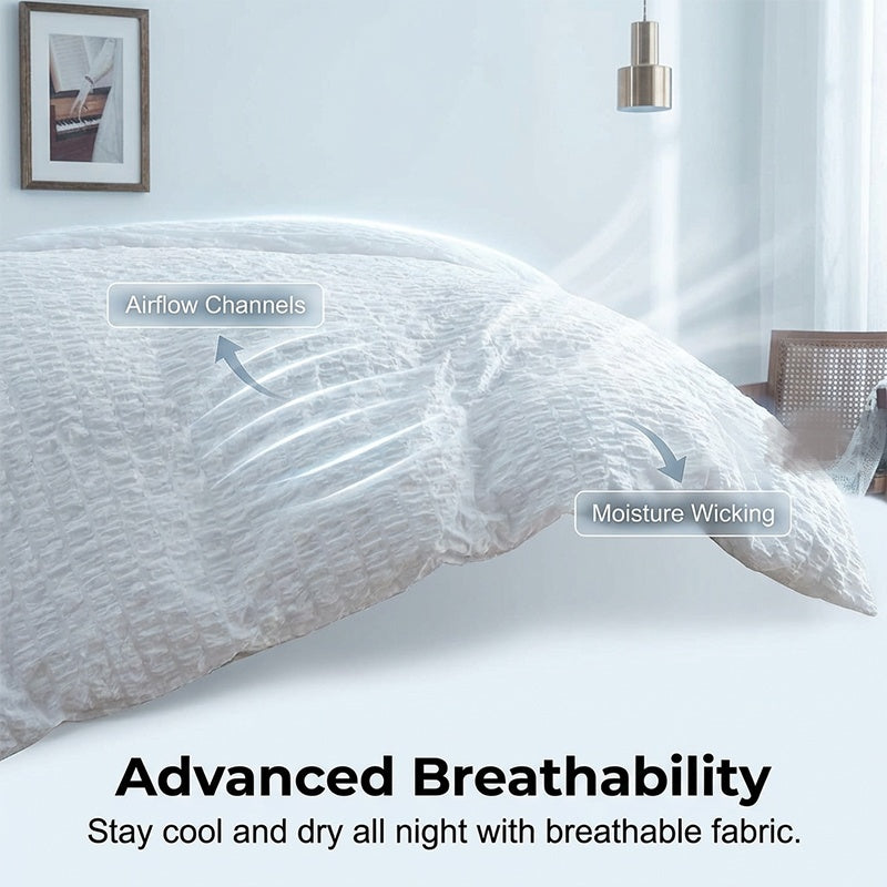 🔥49％ OFF & Free Shipping🔥Luxury Seersucker Textured Bedding 4-Piece Set – Cool, Stylish & All Season!
