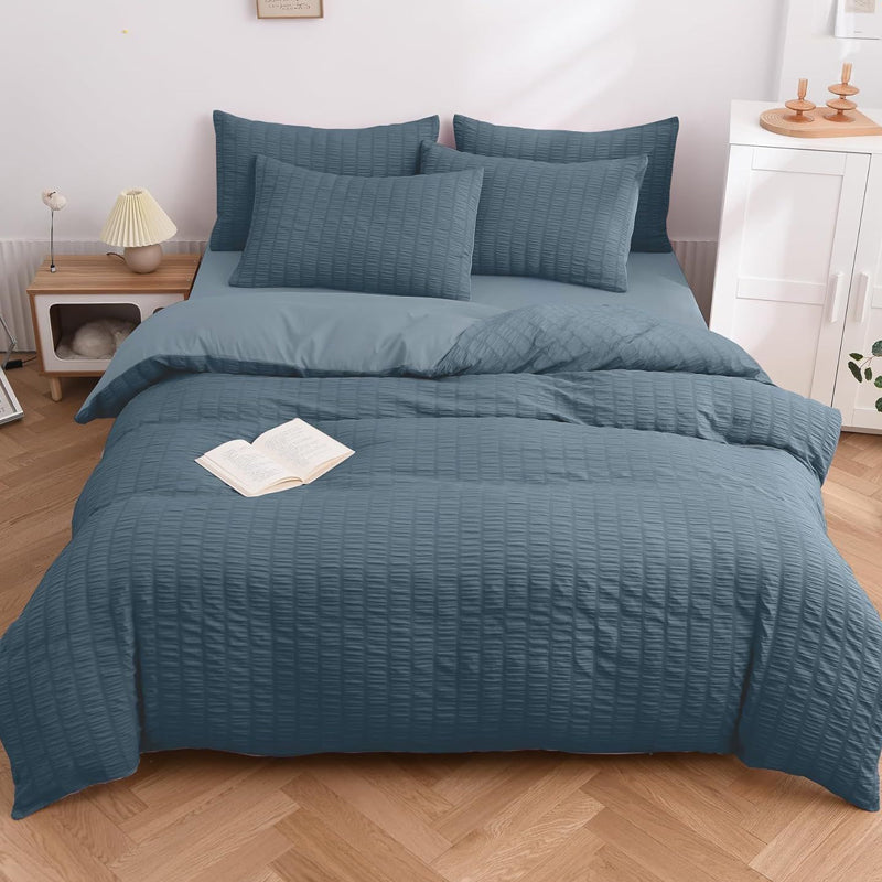 🔥49％ OFF & Free Shipping🔥Luxury Seersucker Textured Bedding 4-Piece Set – Cool, Stylish & All Season!